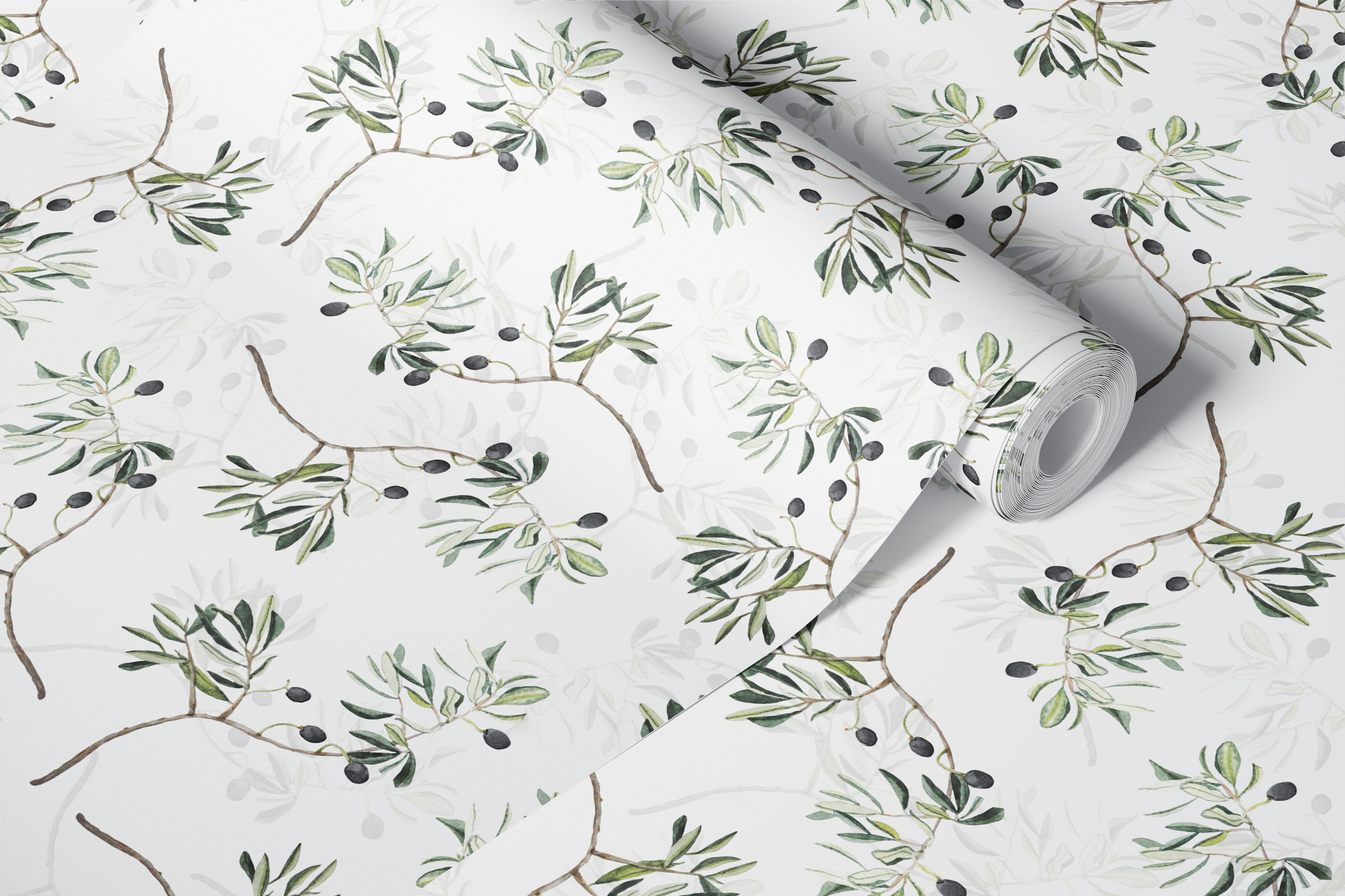 Mediterranean Olive Grove wallpaper in a room