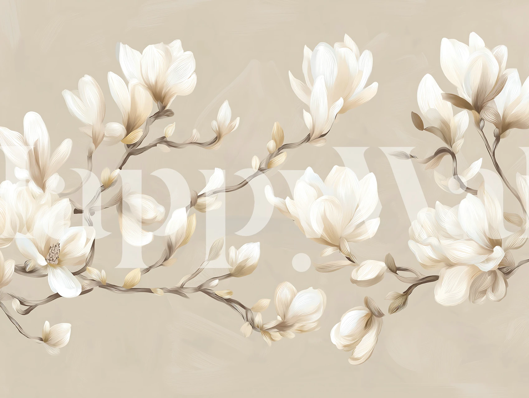 Cream Magnolia Blossoms wallpaper in a room