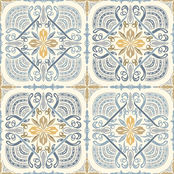 Vintage Blue Yellow Tile