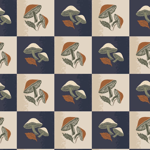 Retro Mushroom Checkerboard