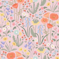 Wildflower Meadow - Pastels on Pink - Med tapeta