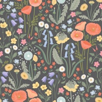 Wildflower Meadow - Pastels on dark grey - M wallpaper