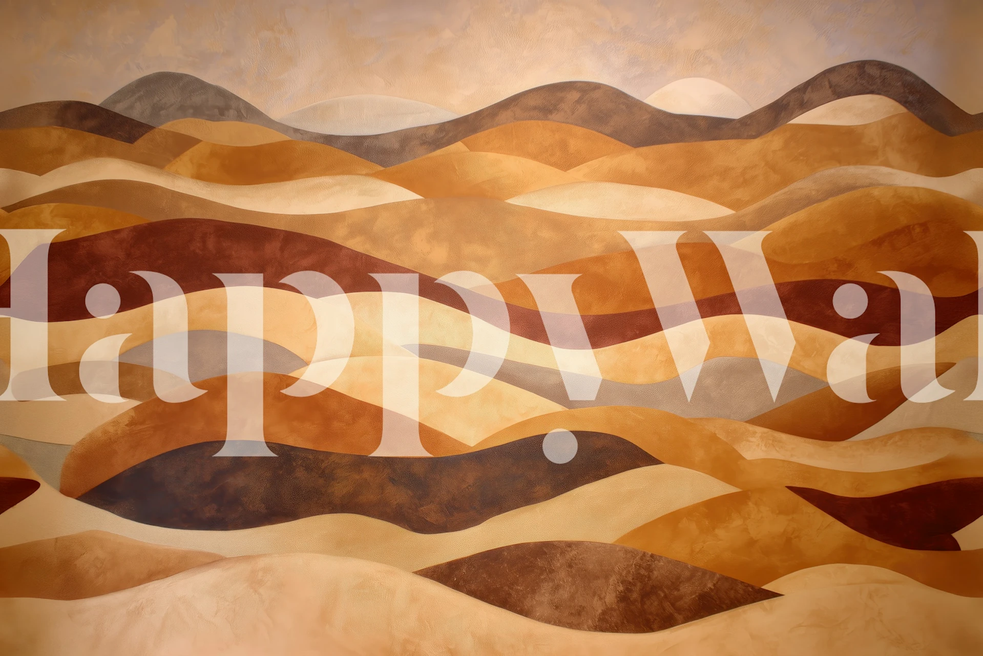 Boho terracotta abstract desert hills wallpaper in room
