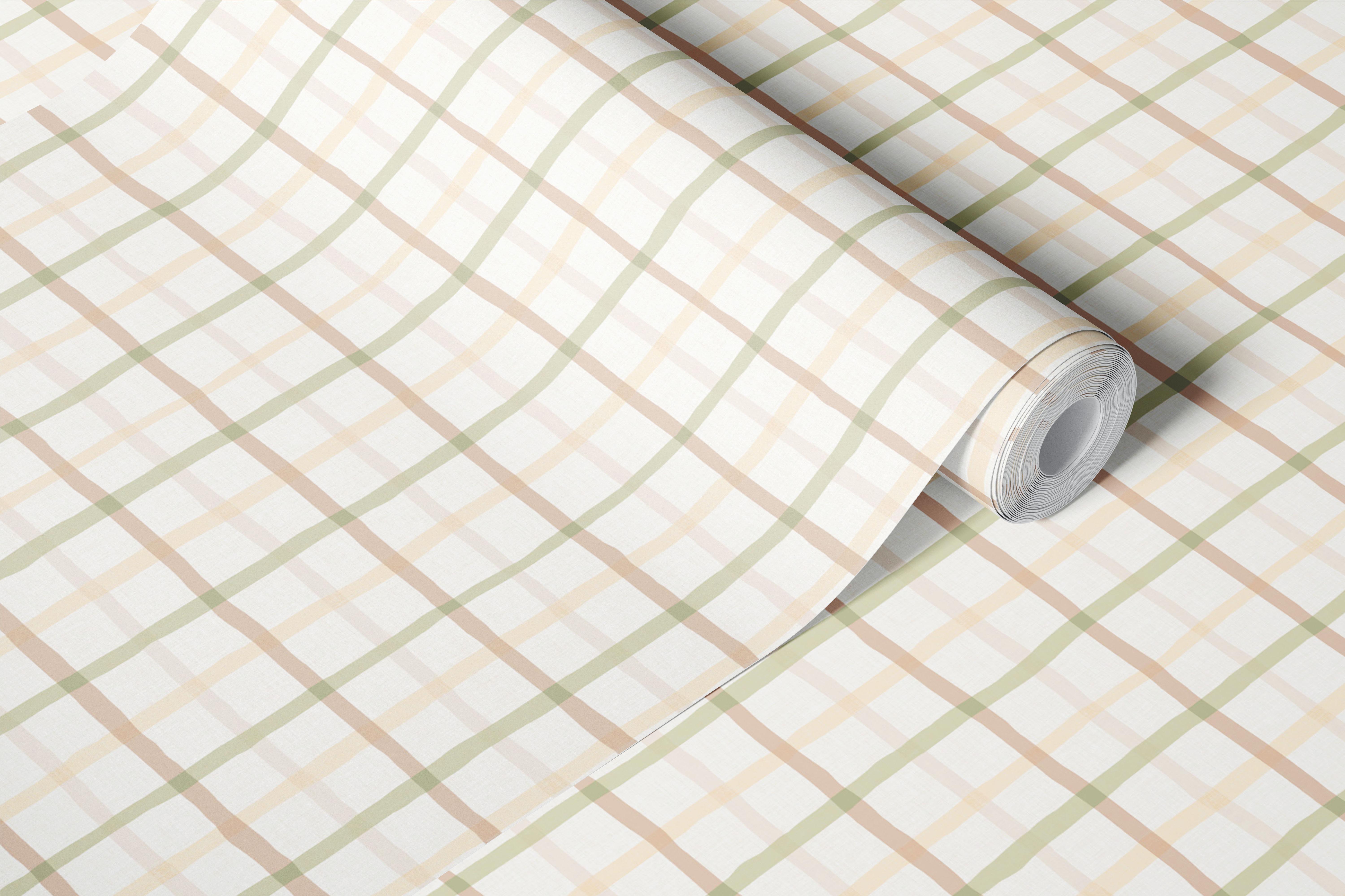Cozy Cottage Plaid Grid wallpaper in a room