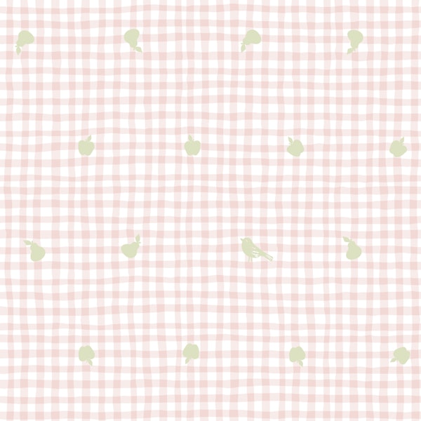 Soft Pink Gingham Fruit