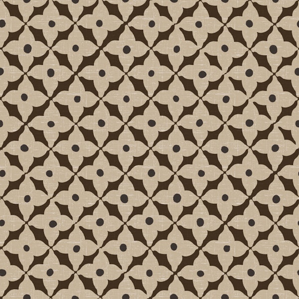 Retro Floral Tile Beige Brown