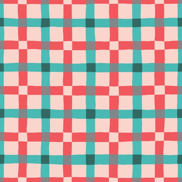 Playful Retro Grid Coral Teal