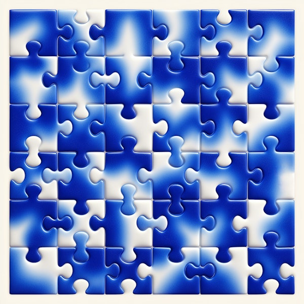Blue White Jigsaw Puzzle Tiles