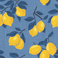 Rustic Mediterranean Lemons - Blue Kitchen tapet