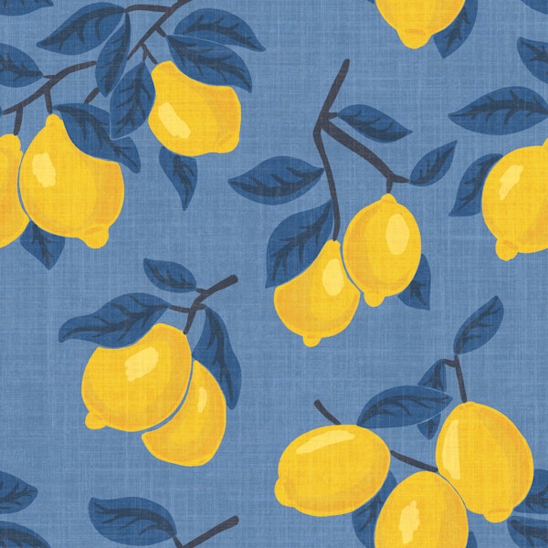 Rustic Mediterranean Lemons - Blue Kitchen