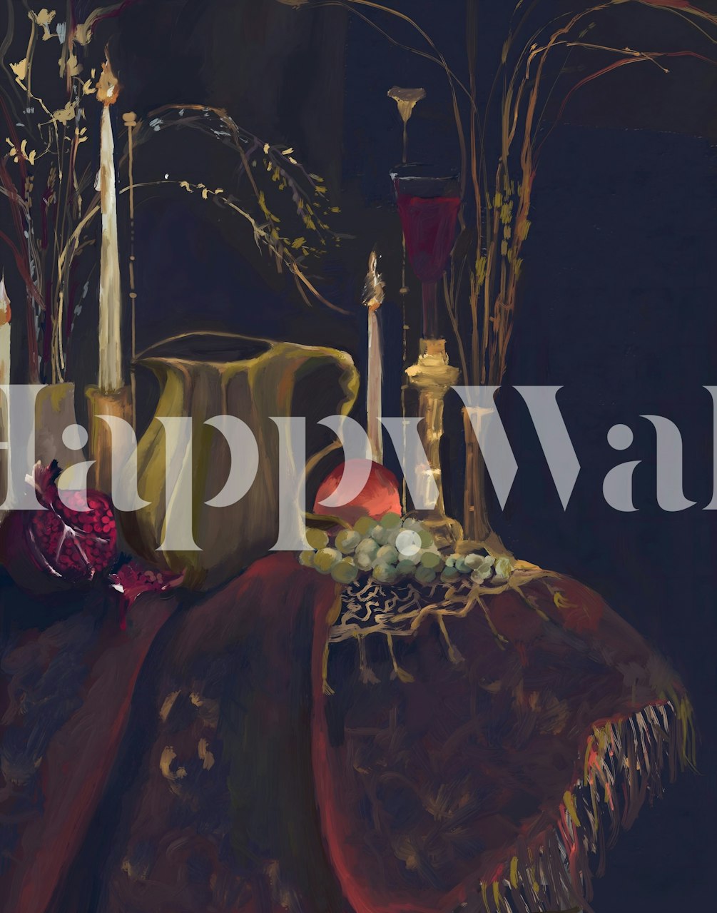 Dark Baroque Fruit Table behang