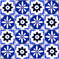 Cobalt Mediterranean Tile Florals tapetas