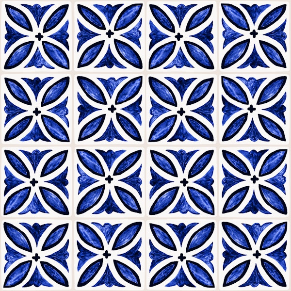 Hand Painted Blue Floral Tiles