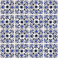 Blue White Vintage Tiles tapetas