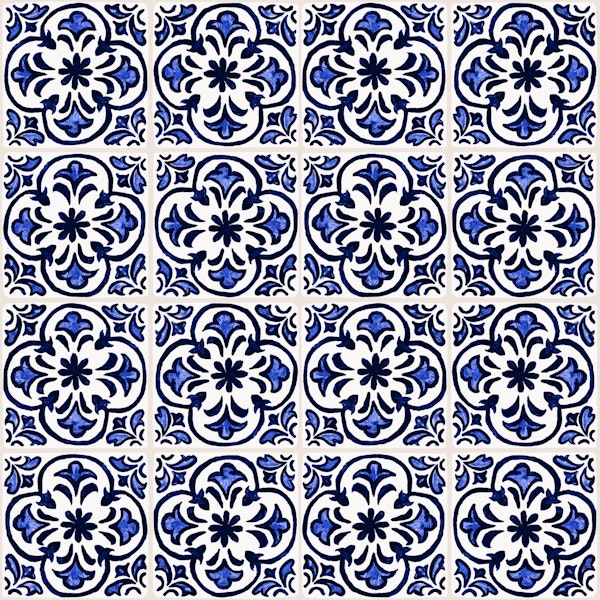 Blue White Vintage Tiles