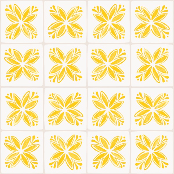 Handpainted Yellow Flower Tiles
