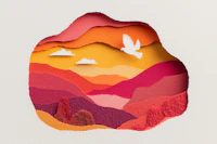 Mountains Sunset Paper Cut wallpaper