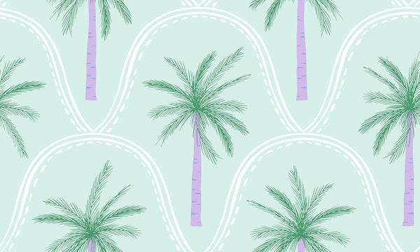 Large boho palm trees in preppy mint lilac