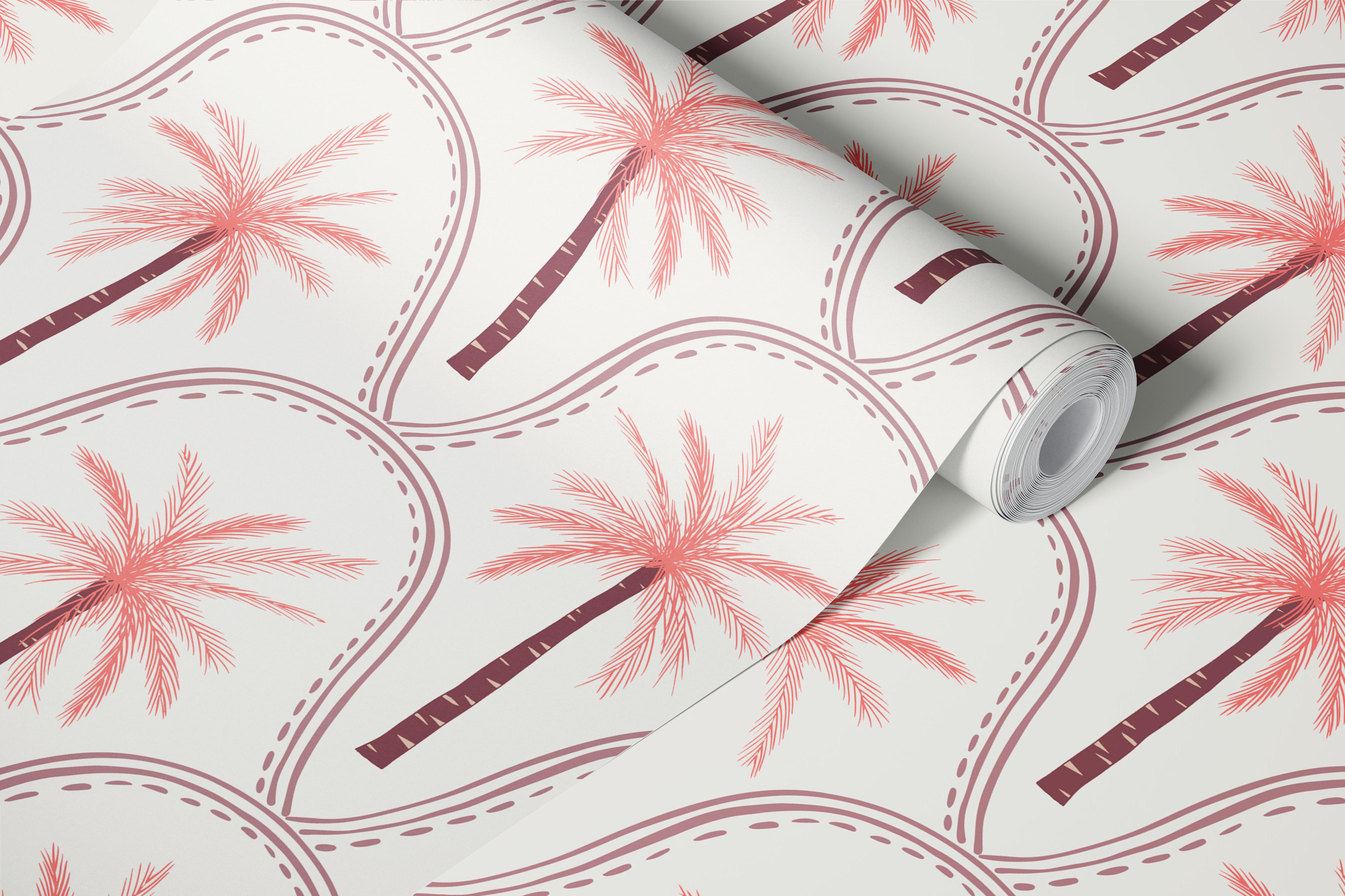 Boho palm tree wallpaper in a cozy room