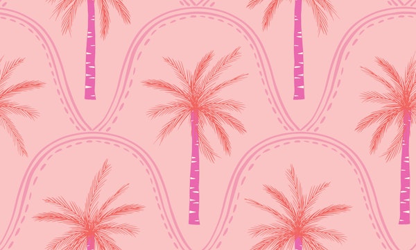 Large Tropical Boho Palms on pastel pink