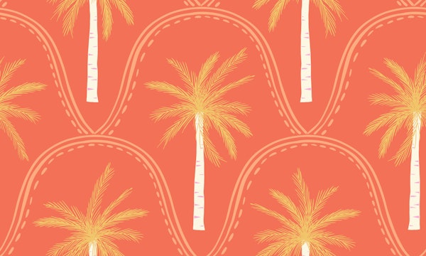 Large boho Beach Palm Trees in Sunset colour