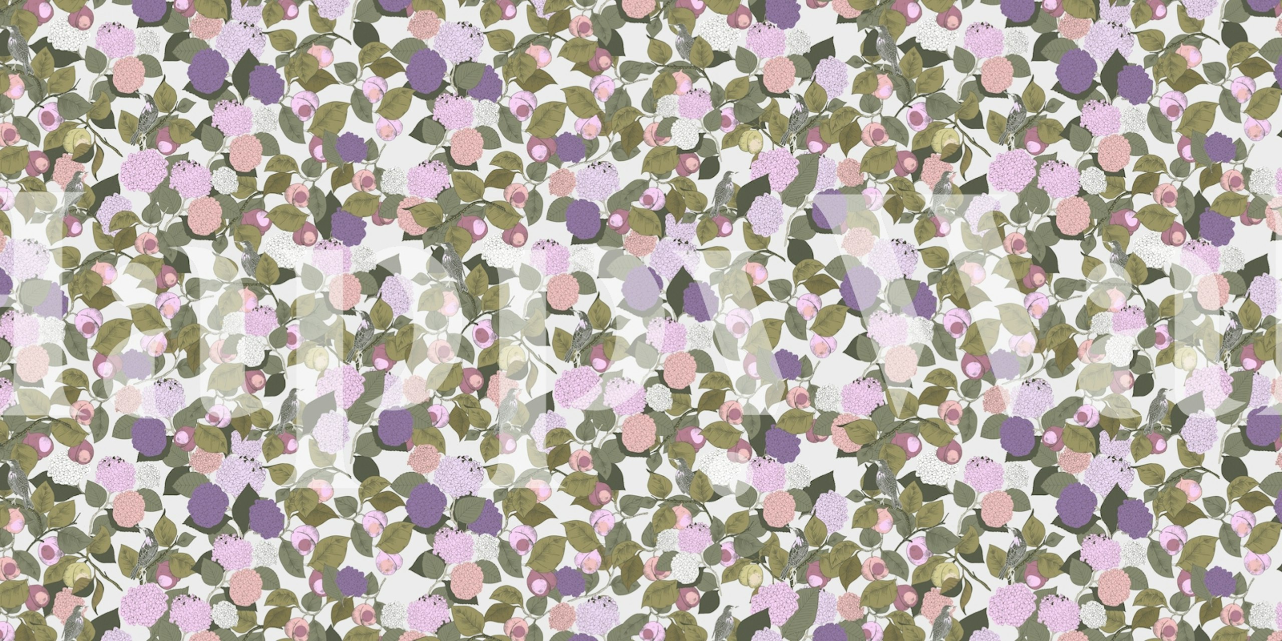 Tapet Purple Hydrangeas and Apricots într-o cameră