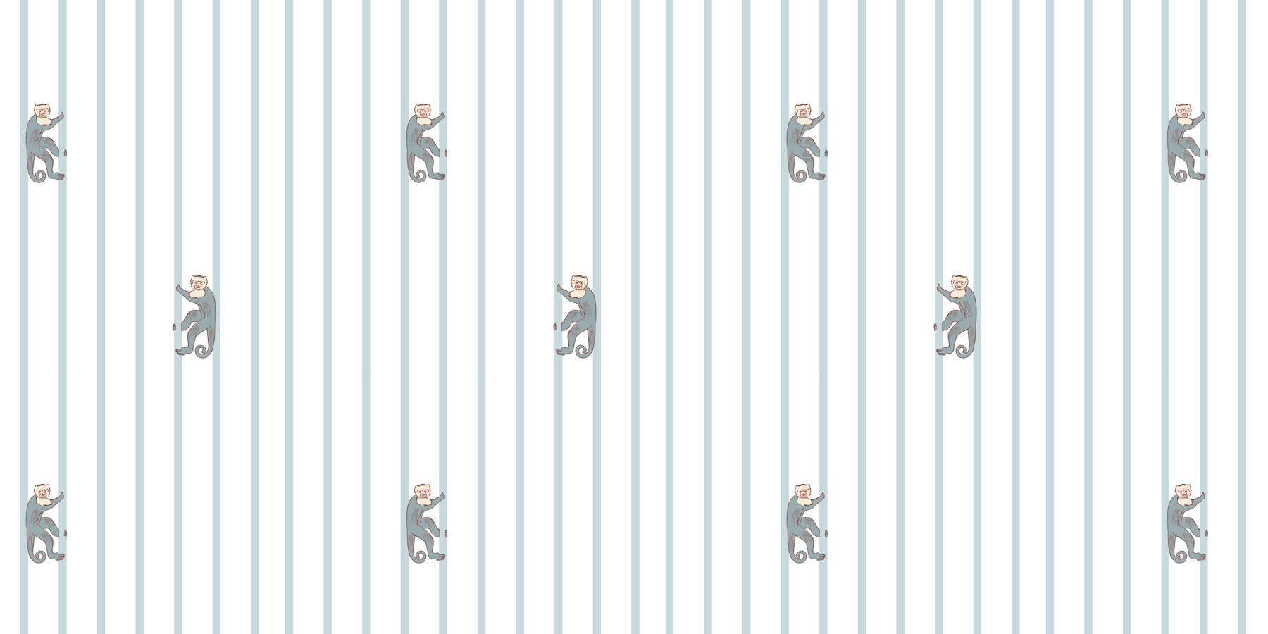 Blue Stripes with Capuchins Mural | Happywall