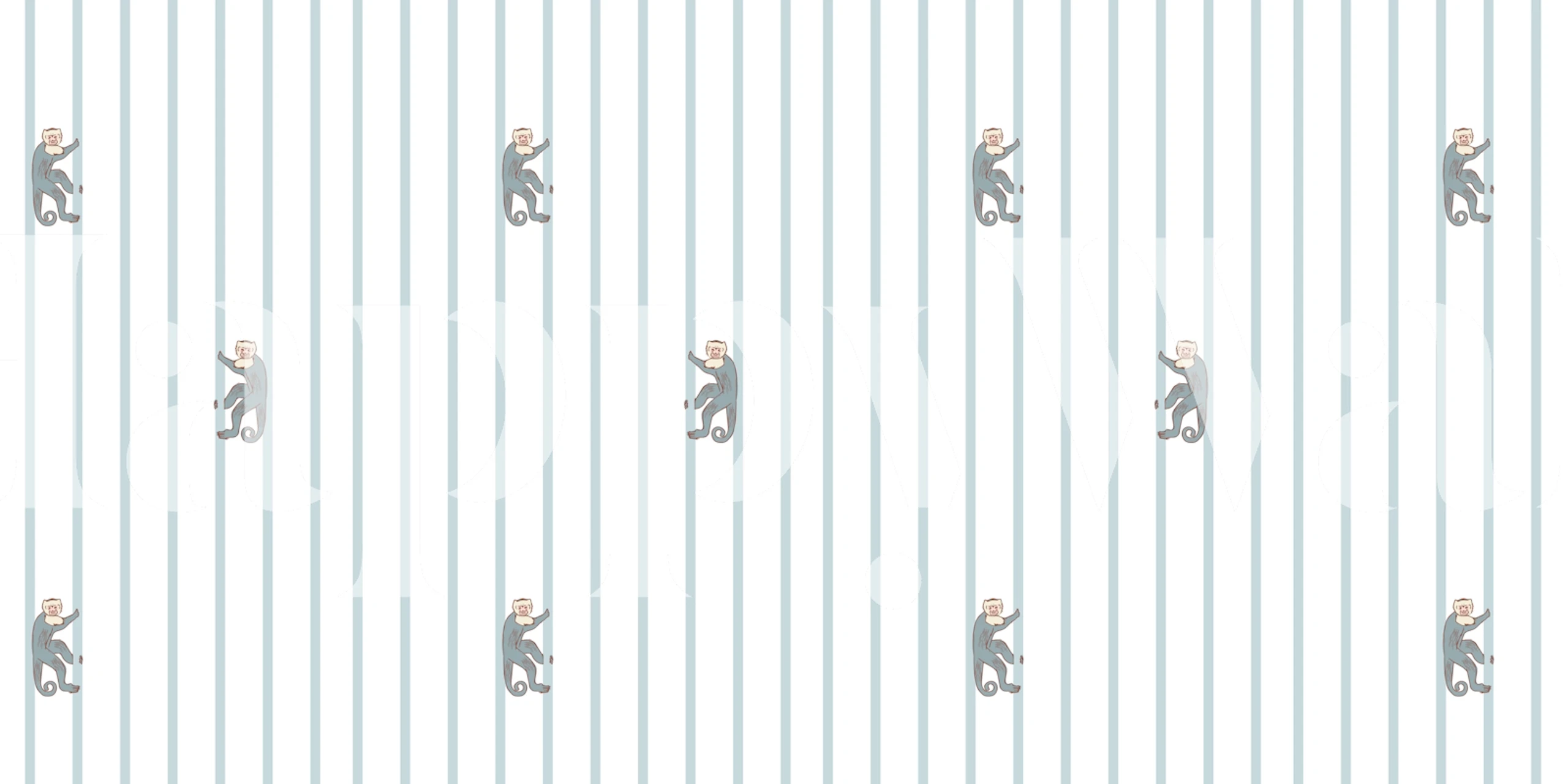 Modrá pruhovaná tapeta s Blue Stripes with Capuchins Mural