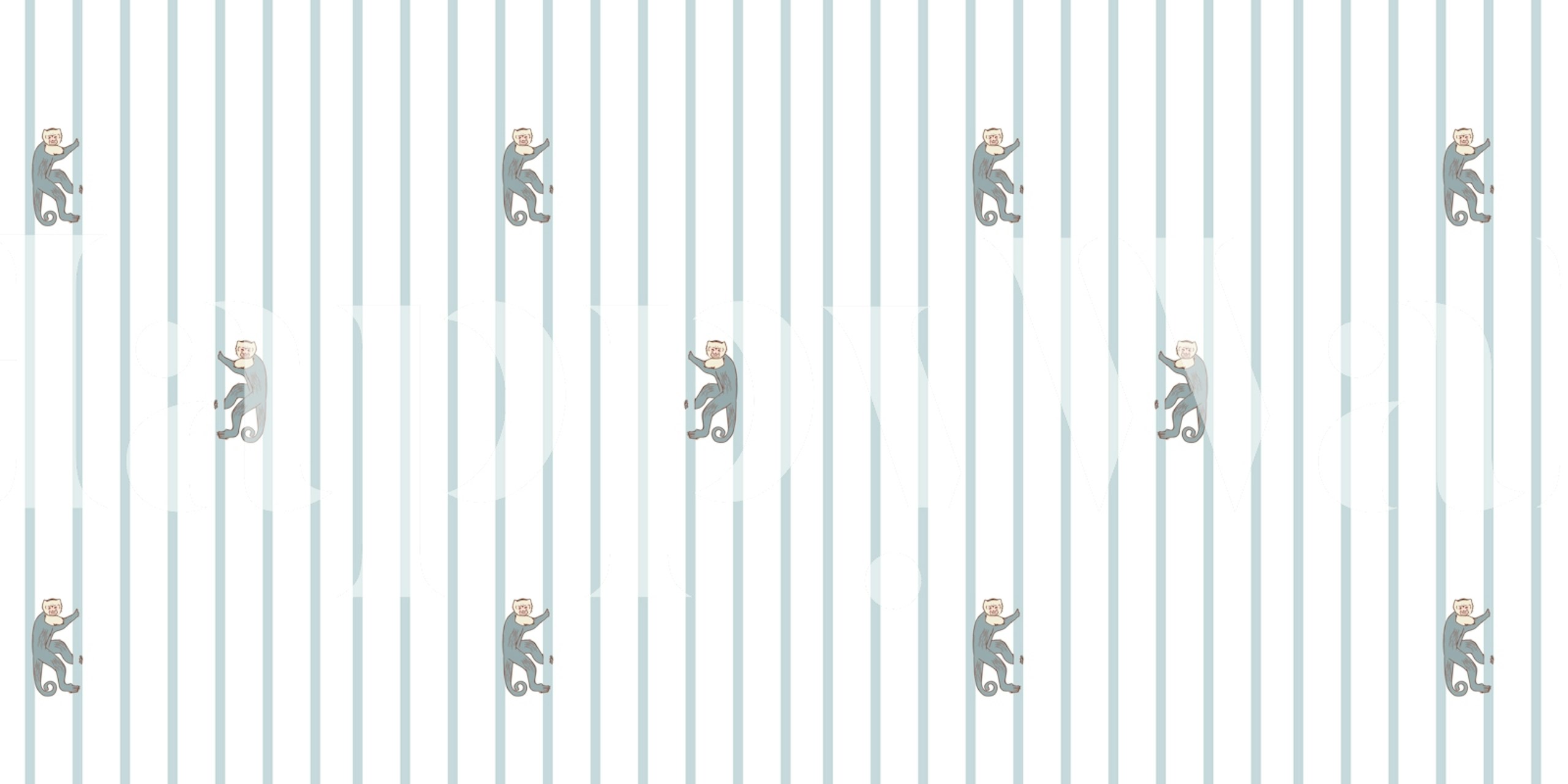Blue striped wallpaper with capuchins