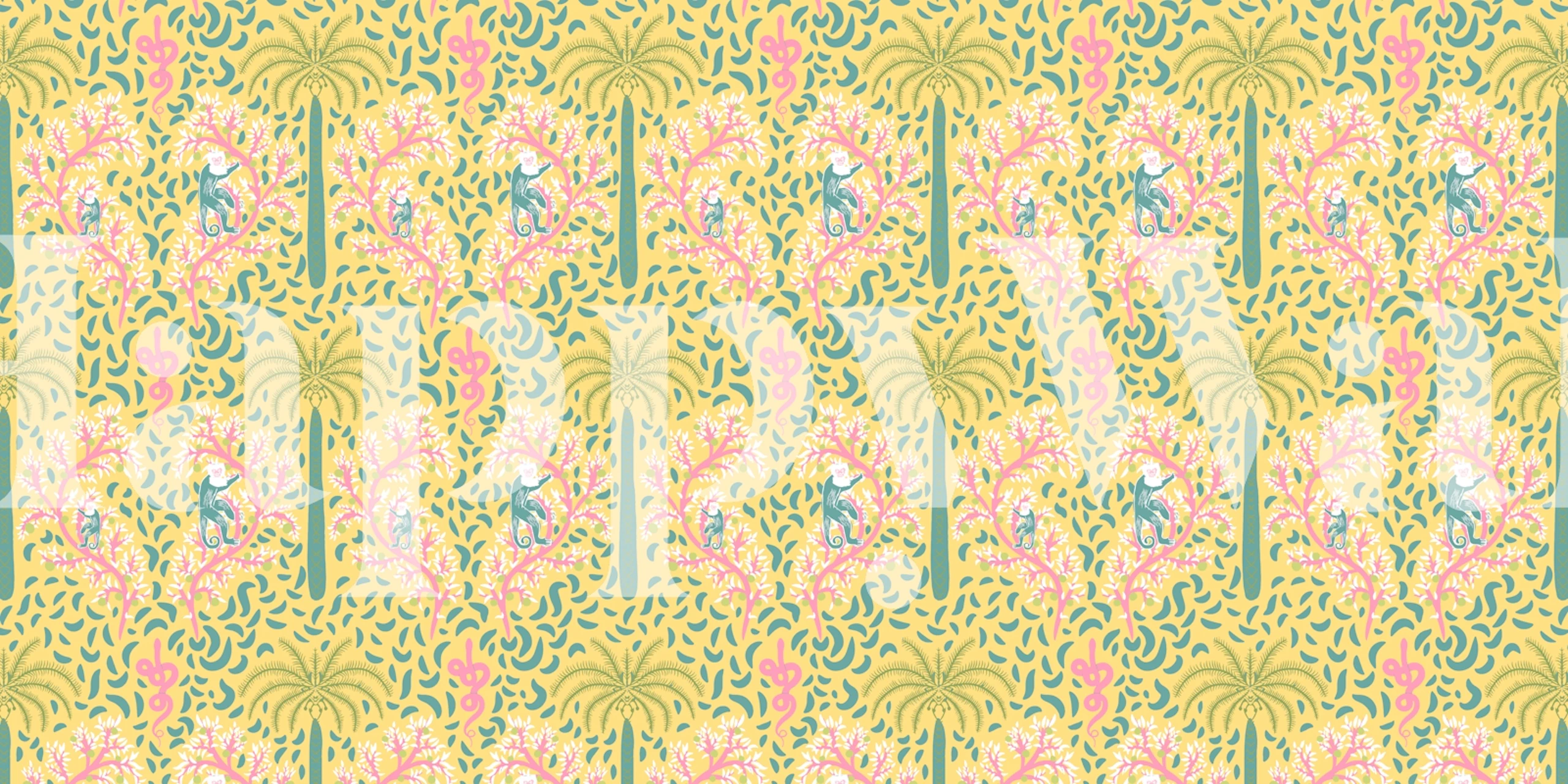 Snakes in Paradise in Yellow wallpaper design