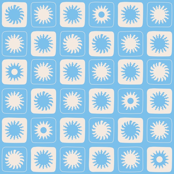 Playful Sun Rays Grid blue