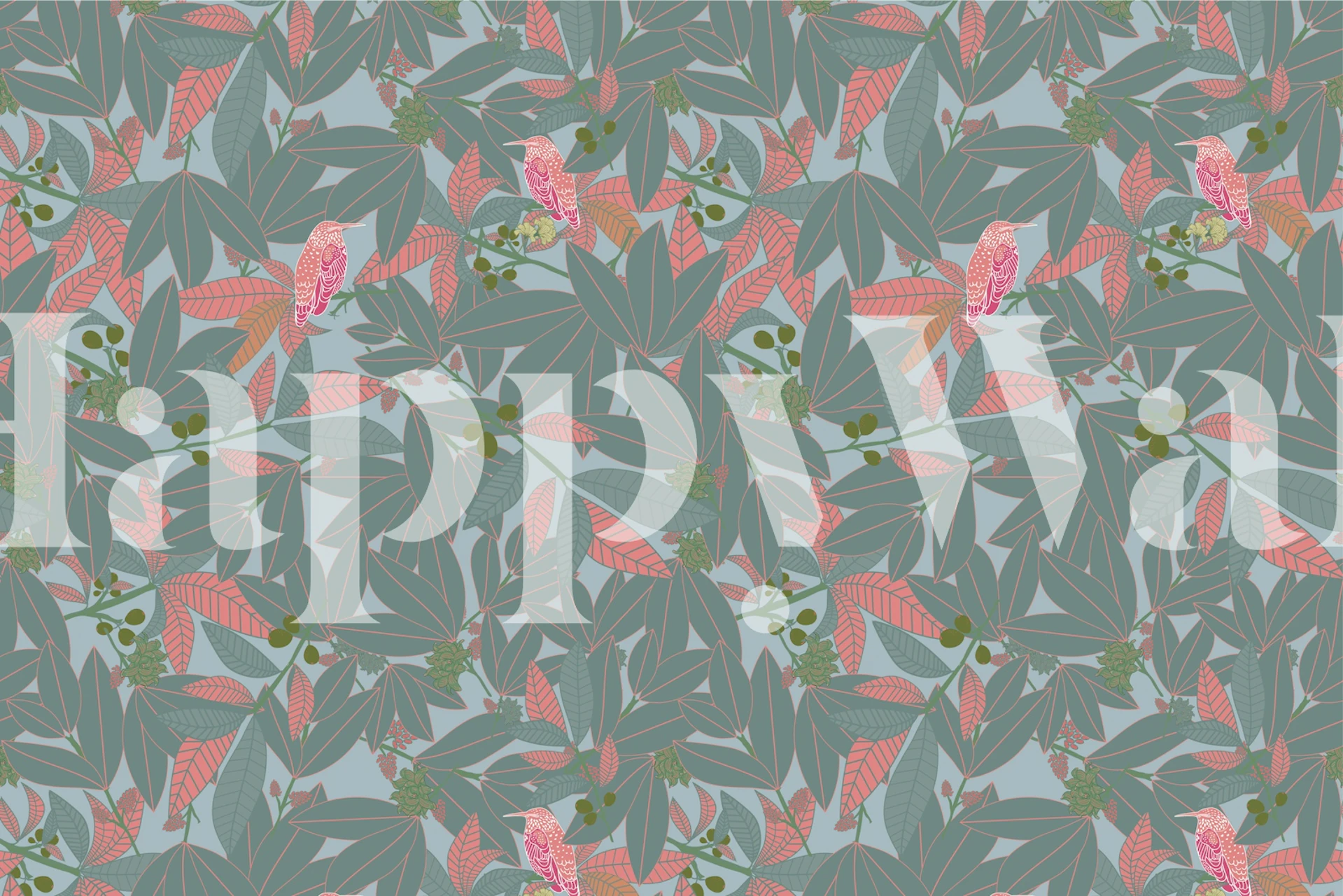 Minimalist foliage wallpaper in a room