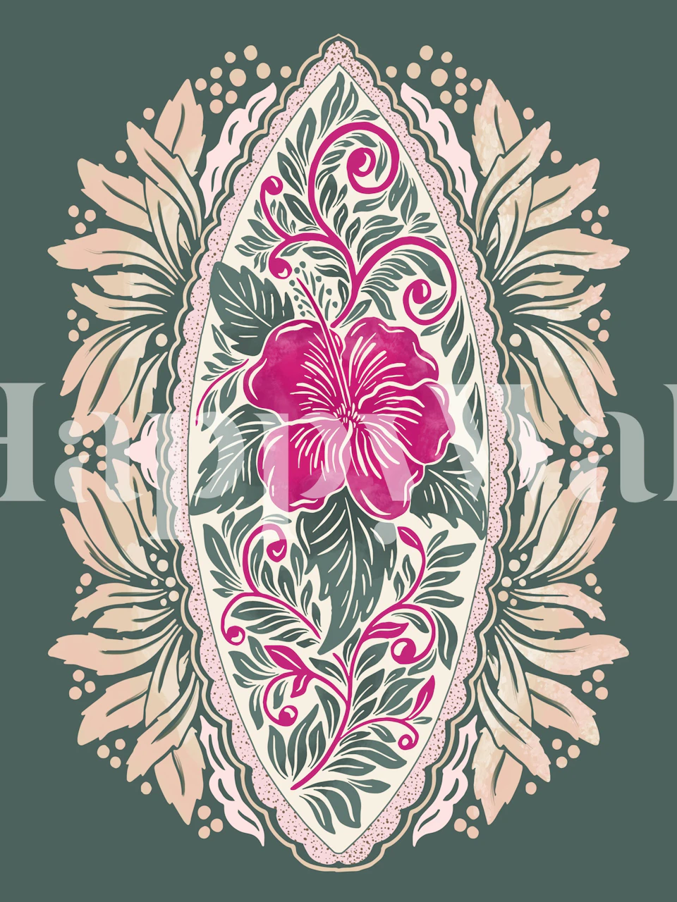 Floral medallion wallpaper in a stylish room