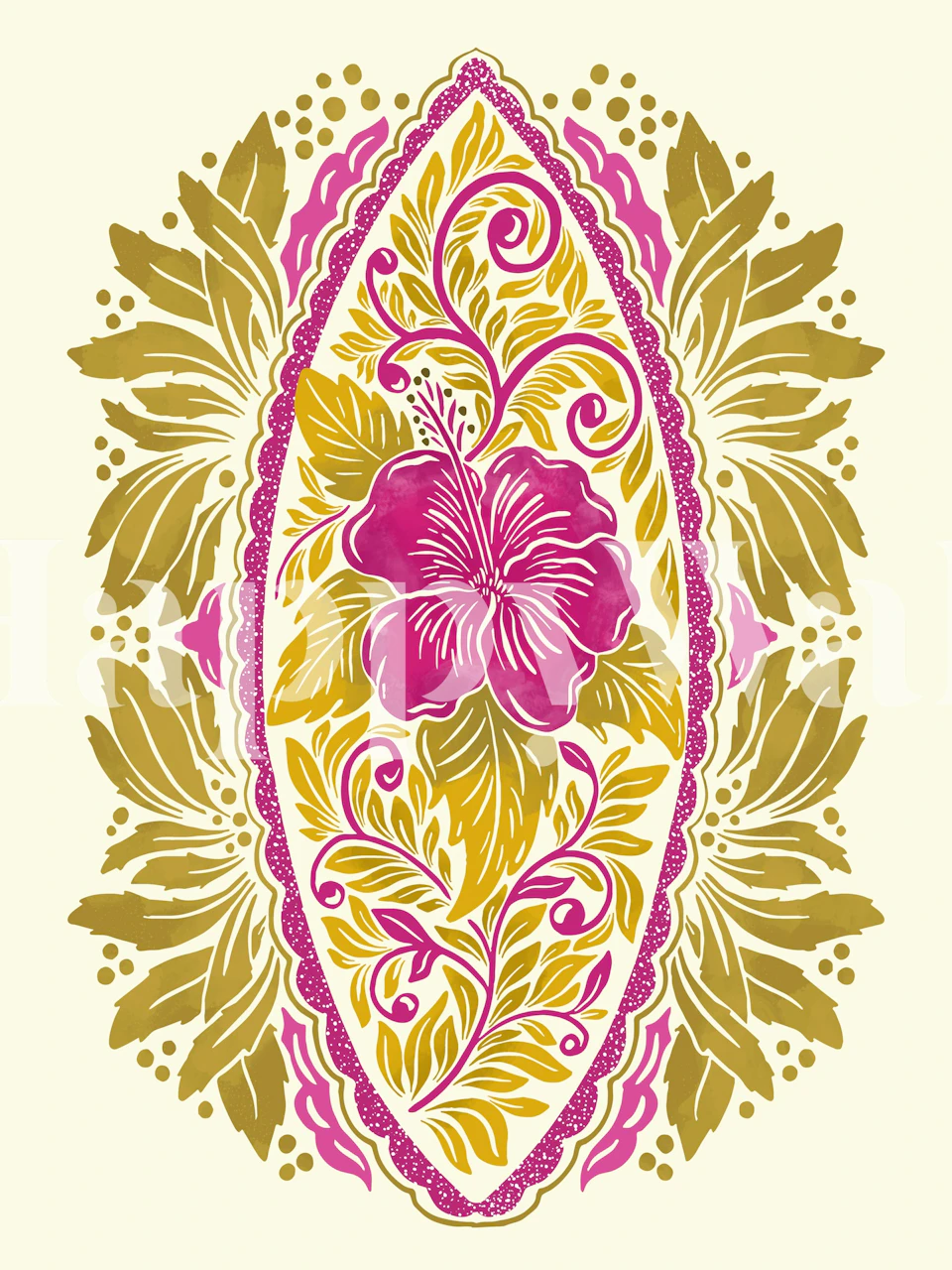 Vintage Botanical Medallion behang in een kamer