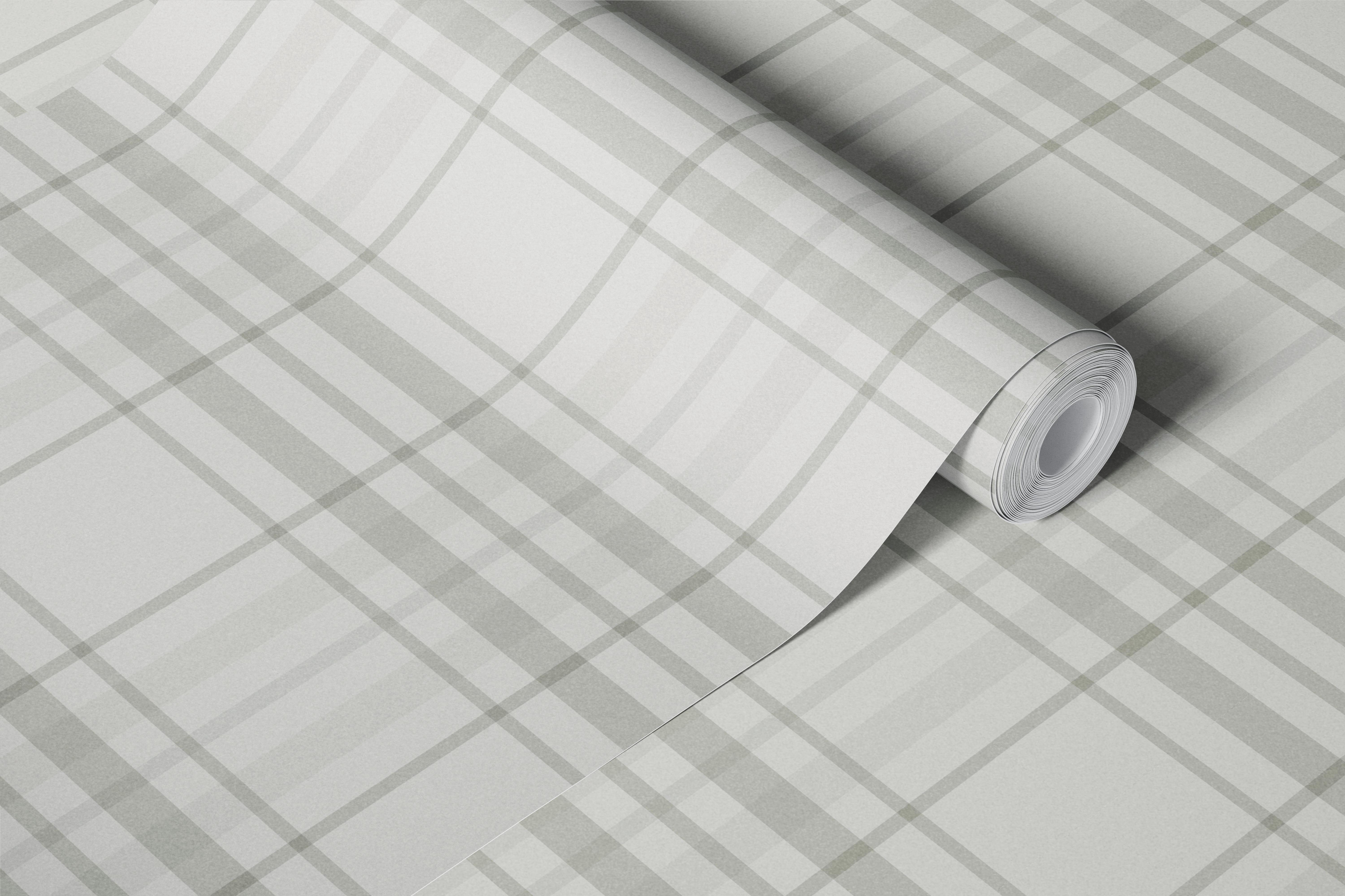 Modern Gray Tartan Grid wallpaper displayed in a room