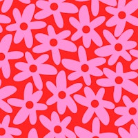 Cheerful Floral Daisy Time Preppy Pink & Red tapete