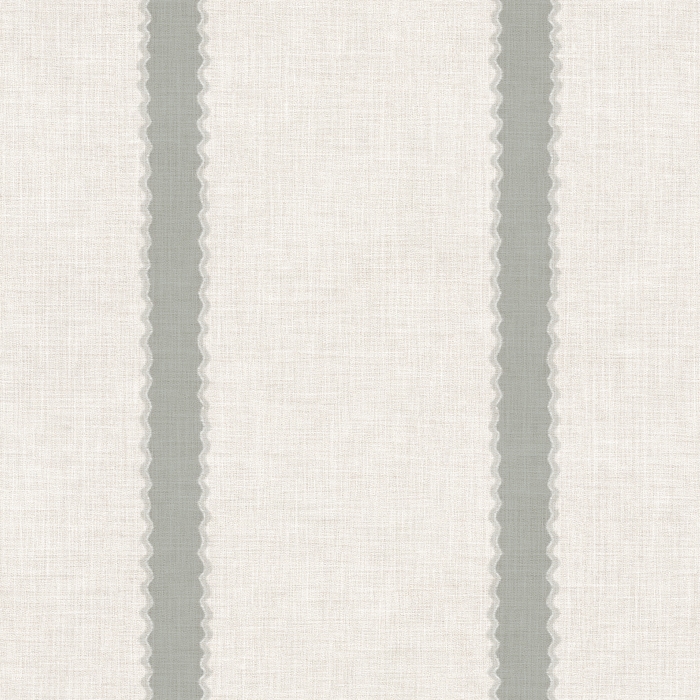 Wavy stripes sage green on cream beige linen