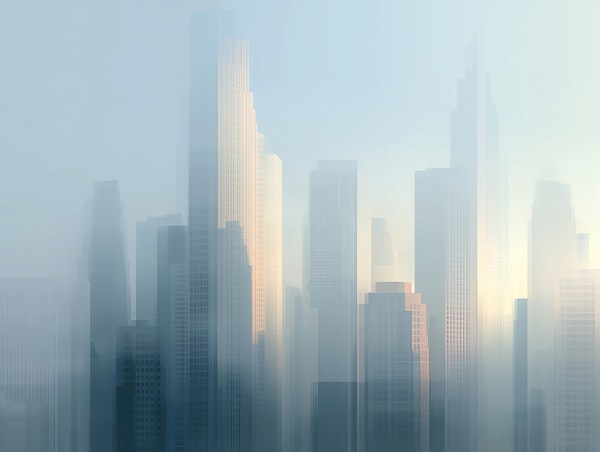 Misty Modern City Skyline