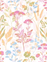 Romantic Wildflower Collage - Pink Blue Green wallpaper