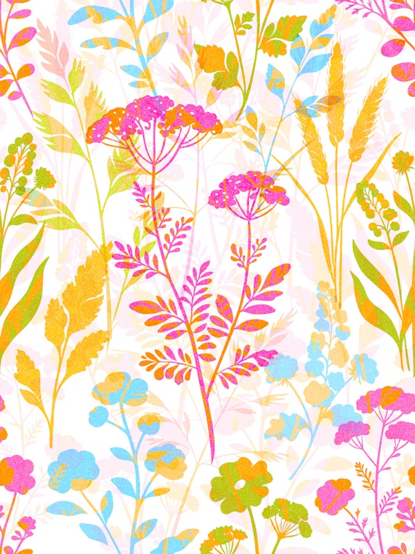Romantic Wildflower Collage - Colourful