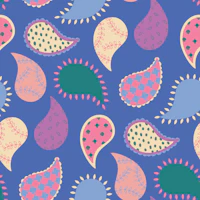 boho paisley in blue teal pink purple wallpaper