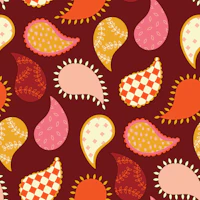 warm Retro Paisley on Burgundy wallpaper