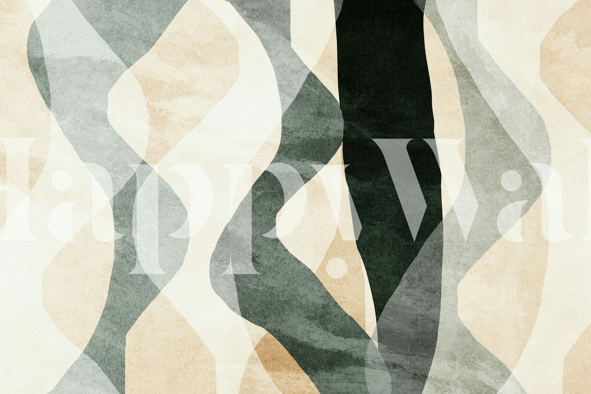 Soft abstract wave design wallpaper in a room