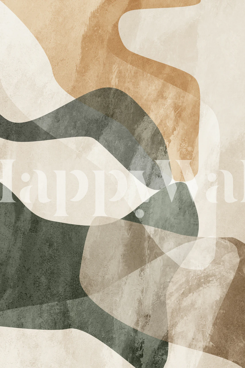 Colorful fluid form wallpaper in a room