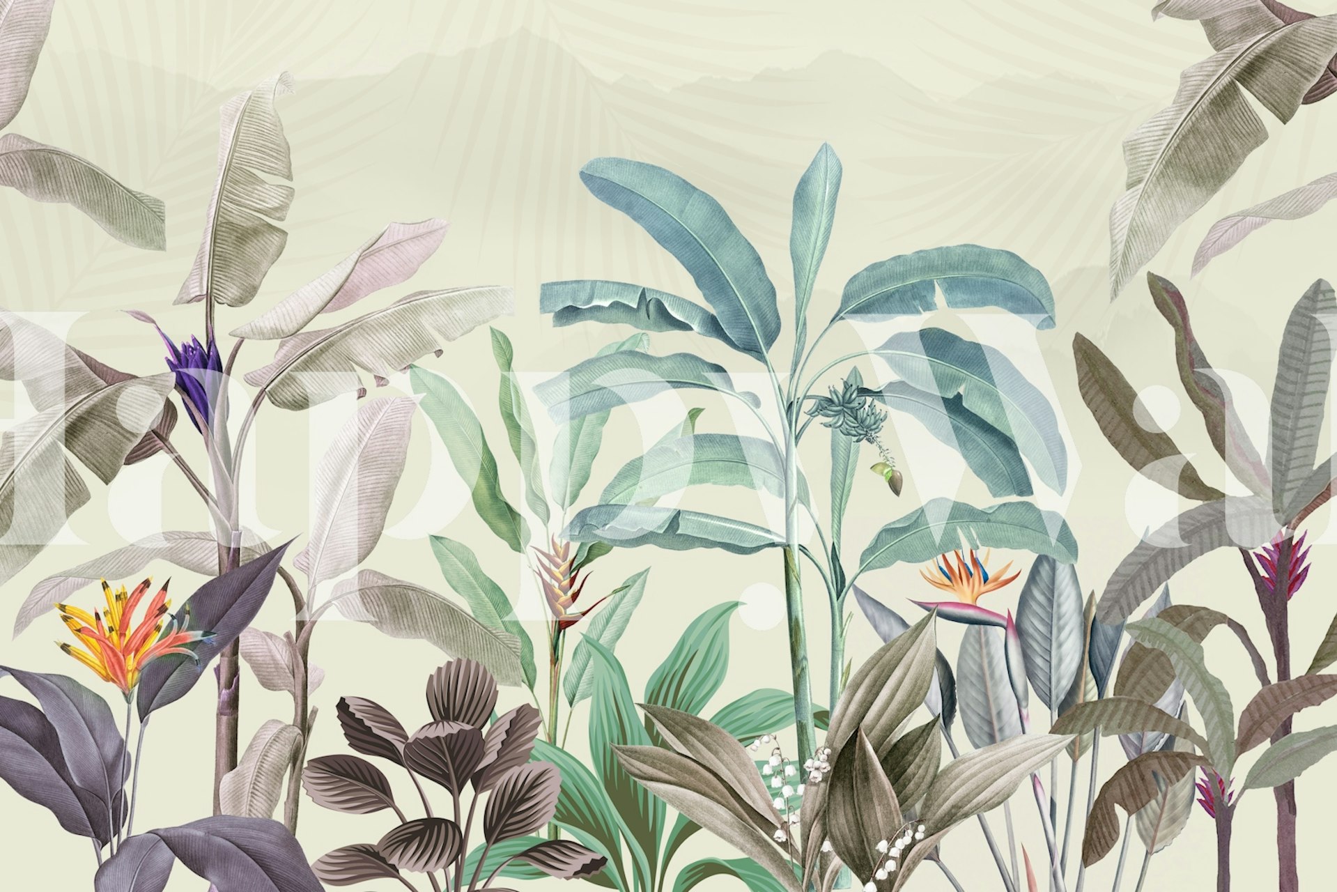 Tapeta Tropical Foliage Scene w pokoju