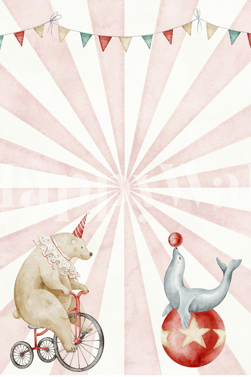 Circus Bear on Bicycle tapetai kambaryje