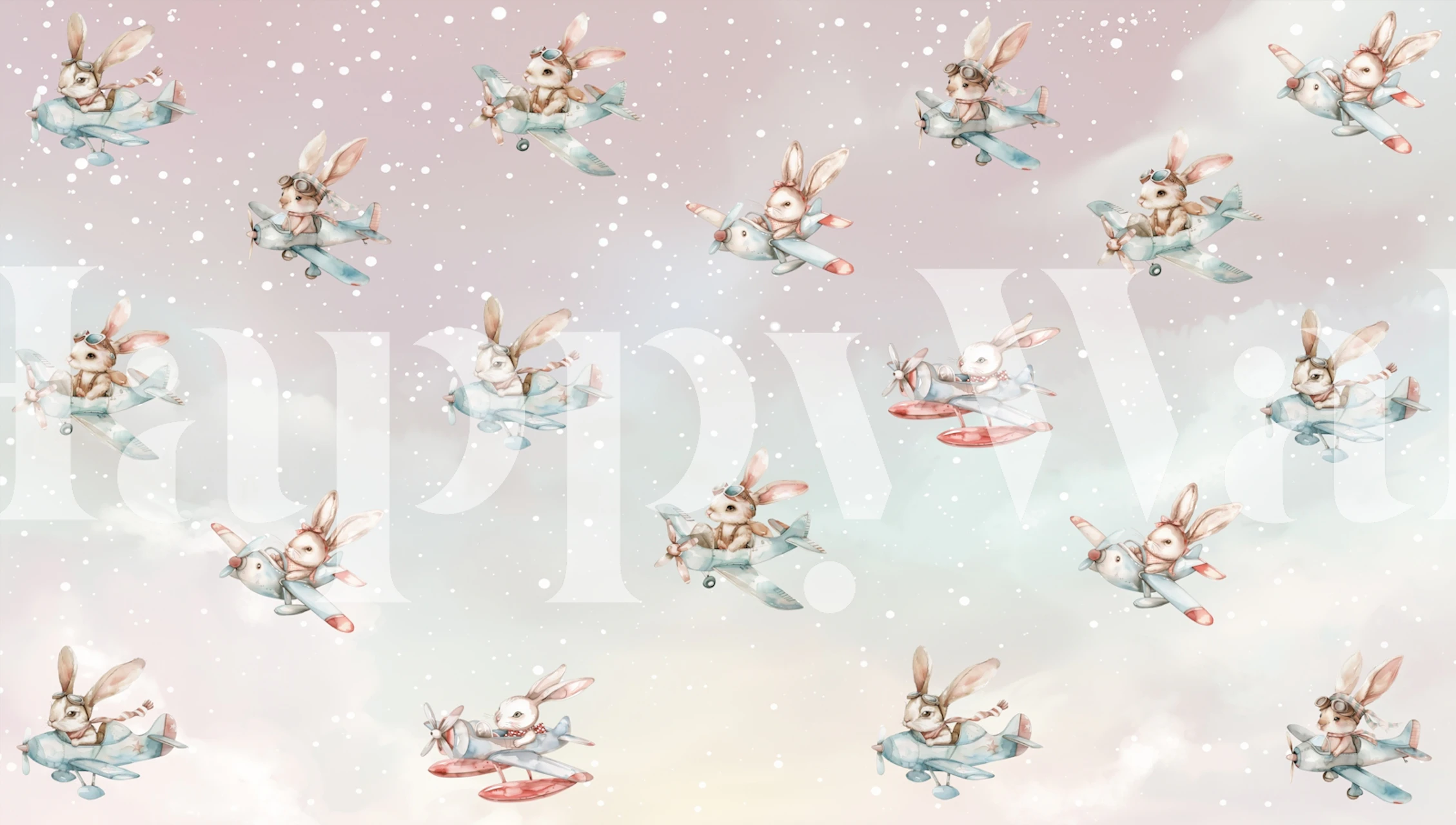 Whimsical Bunny Airplane Wallpaper