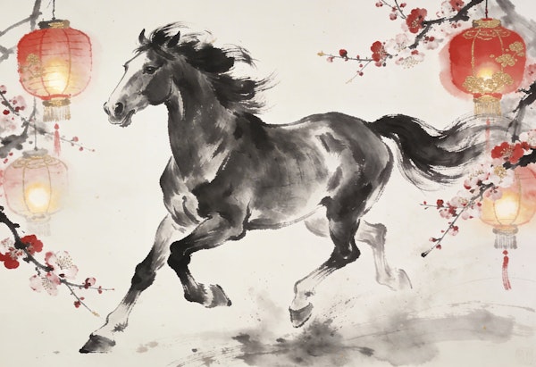 Ink Wash Galloping Horse
