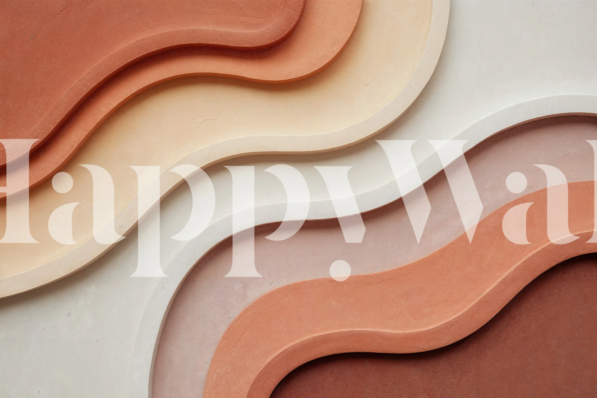 Boho terracotta layered curves wallpaper in a room