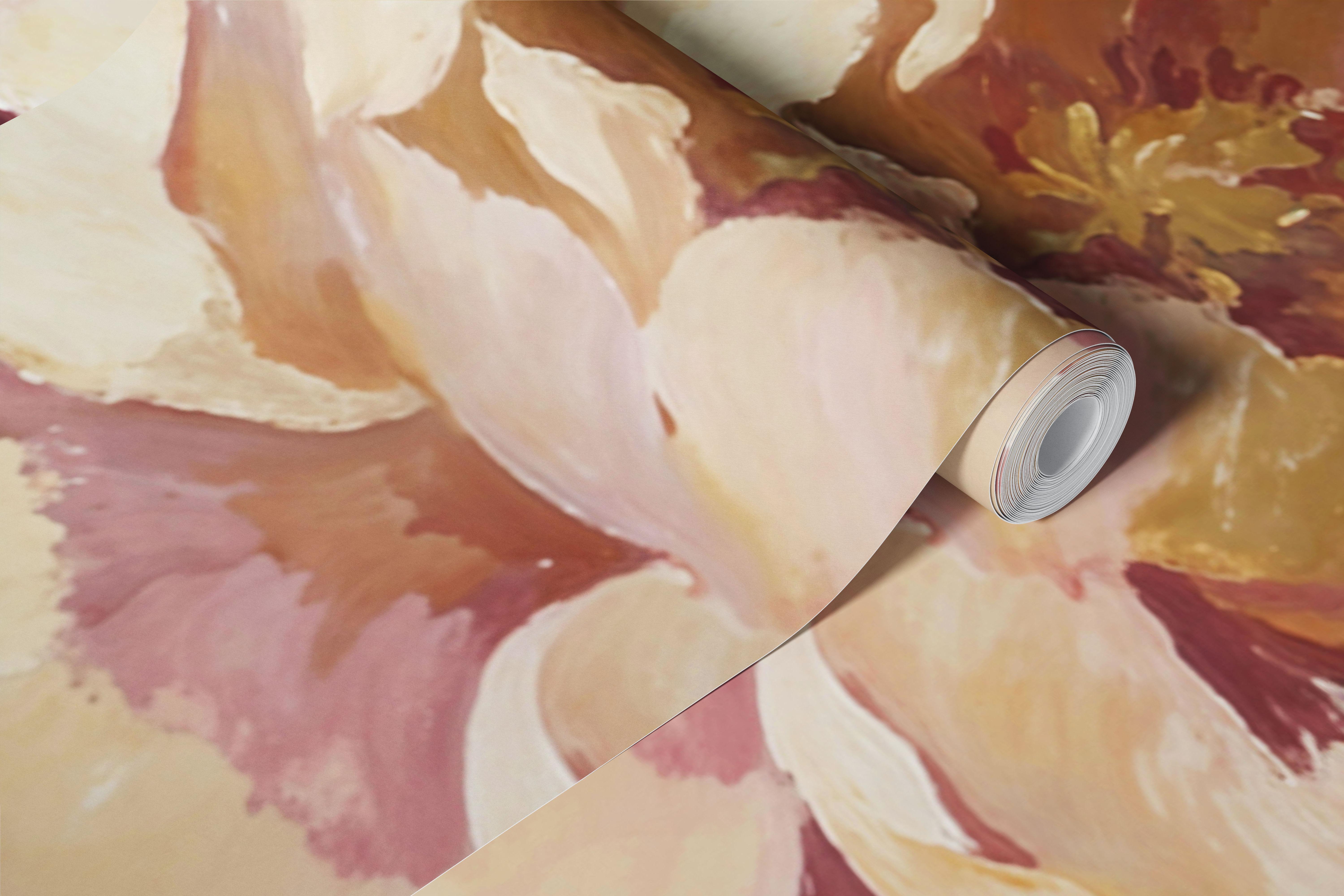 Romantic Blush Rose Bouquet wallpaper in een kamer